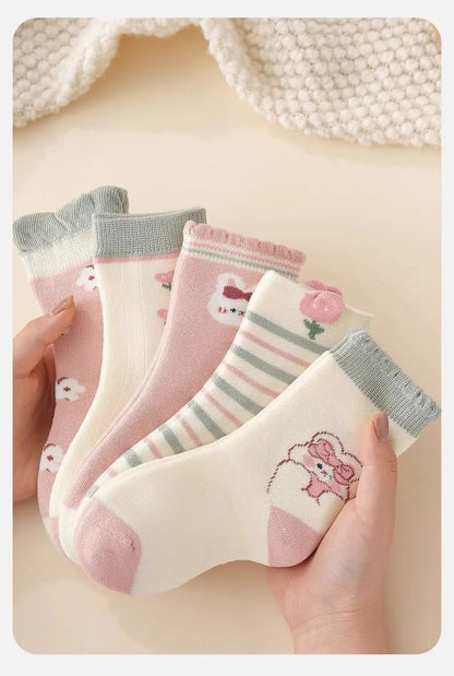 5Pairs Children's Socks Wool Circle with Wool Thickening Skin Warm Stockings