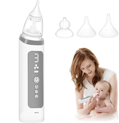 Baby Electric Nasal Aspirator Nose Suction Device with Food Grade Silicone Mouthpiece 3 Suction Modes and Soothing Music