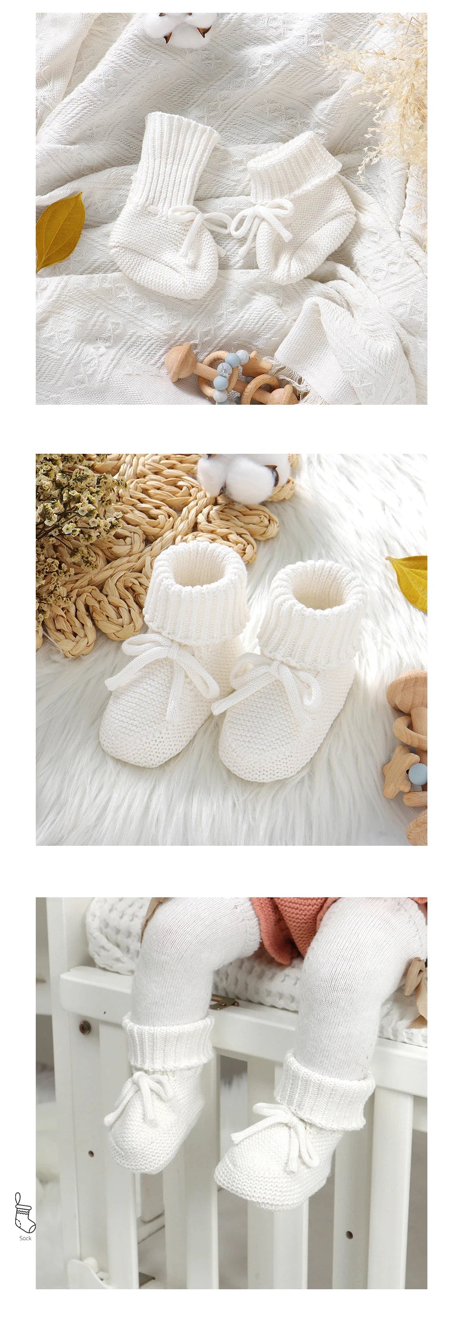 Baby  Solid Color Knitted Boots Soft Bottom