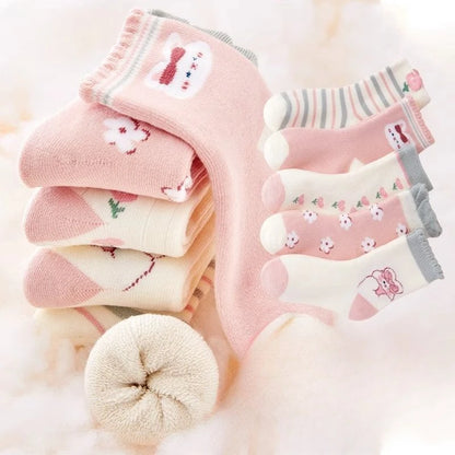 5Pairs Children's Socks Wool Circle with Wool Thickening Skin Warm Stockings