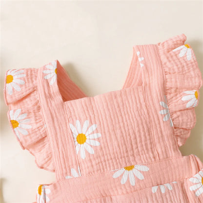 Infant Baby Girl Ruffle Sleeveless Bodysuit with Headband