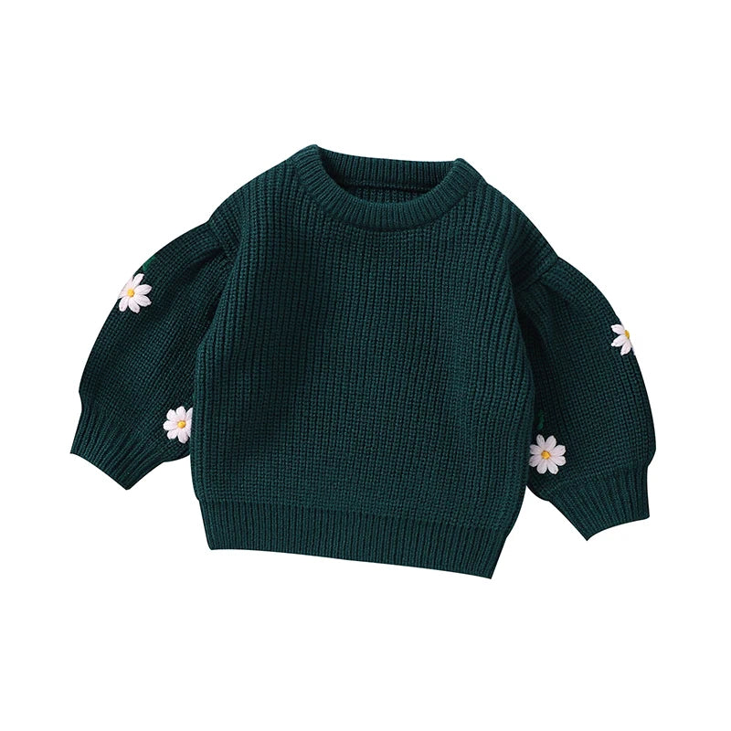 Baby Girl Casual Round Neck Long Sleeve Knitted Sweaters