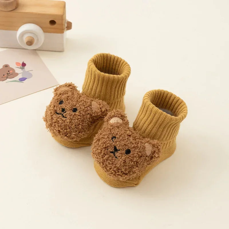 Unisex Cute Cartoon Bear Baby Socks Soft Cotton Anti Slip Soled