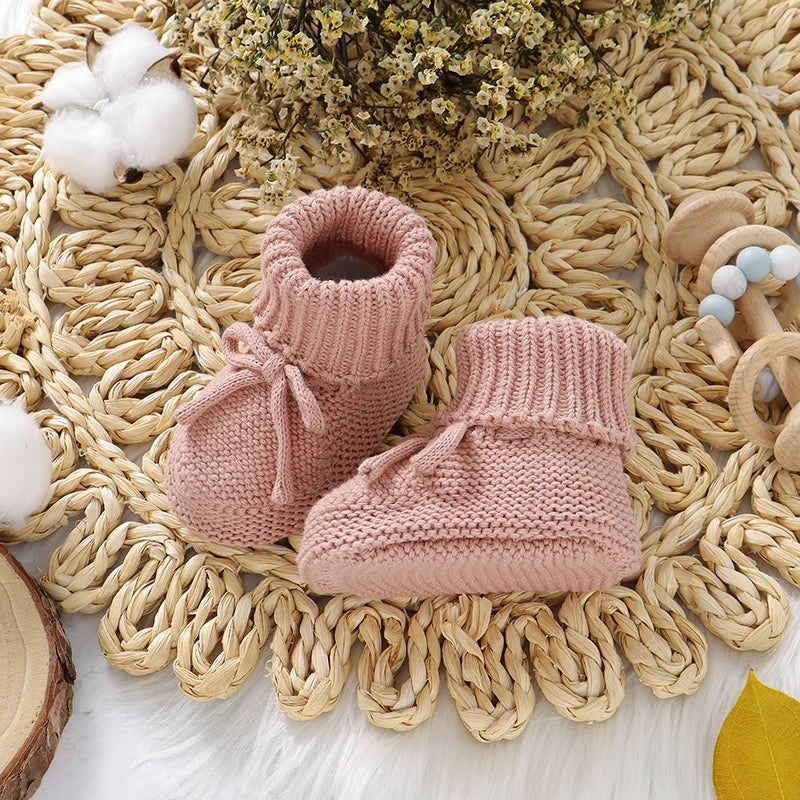 Baby  Solid Color Knitted Boots Soft Bottom