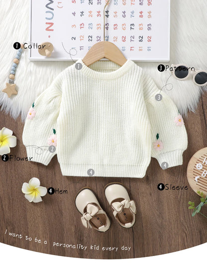 Baby Girl Casual Round Neck Long Sleeve Knitted Sweaters