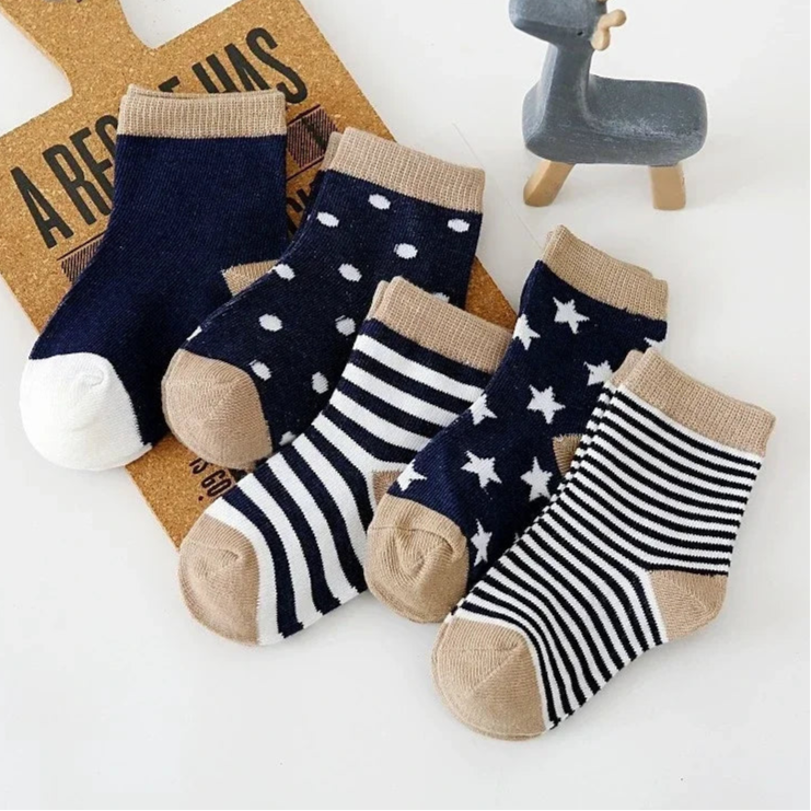 5Pairs Pure Cotton Animal Design Fadeless Soft Baby Socks