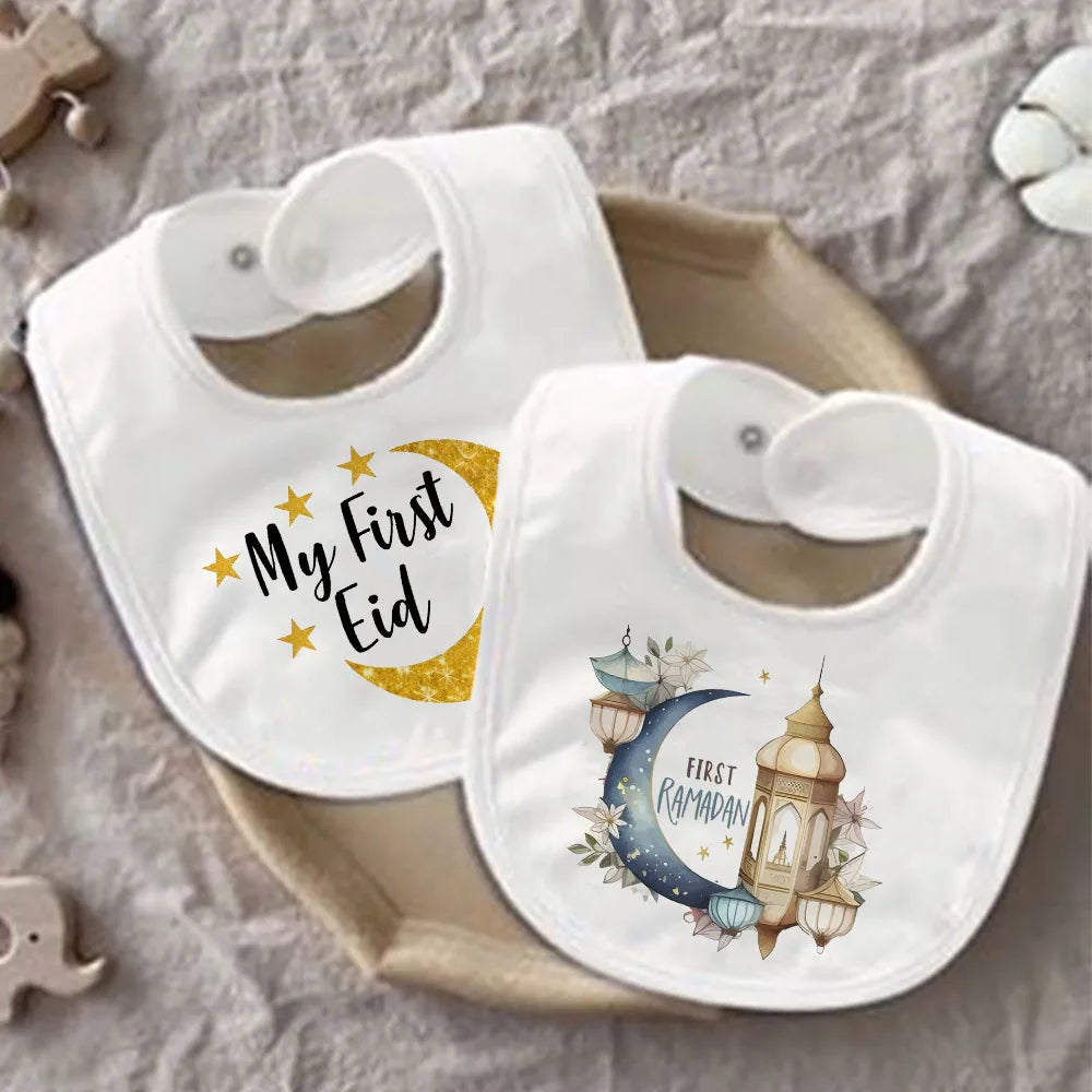 My First Eid Ramadan Print Baby Bibs Boys Girls Cotton Bib