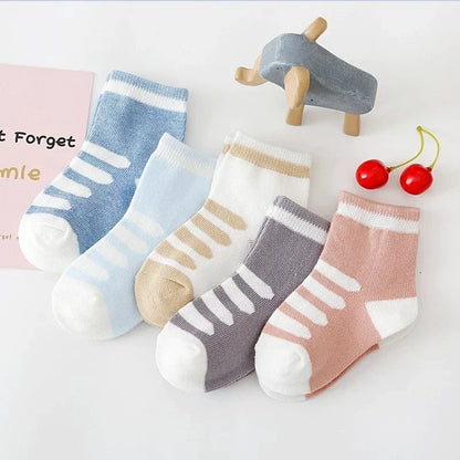 5Pairs Pure Cotton Animal Design Fadeless Soft Baby Socks