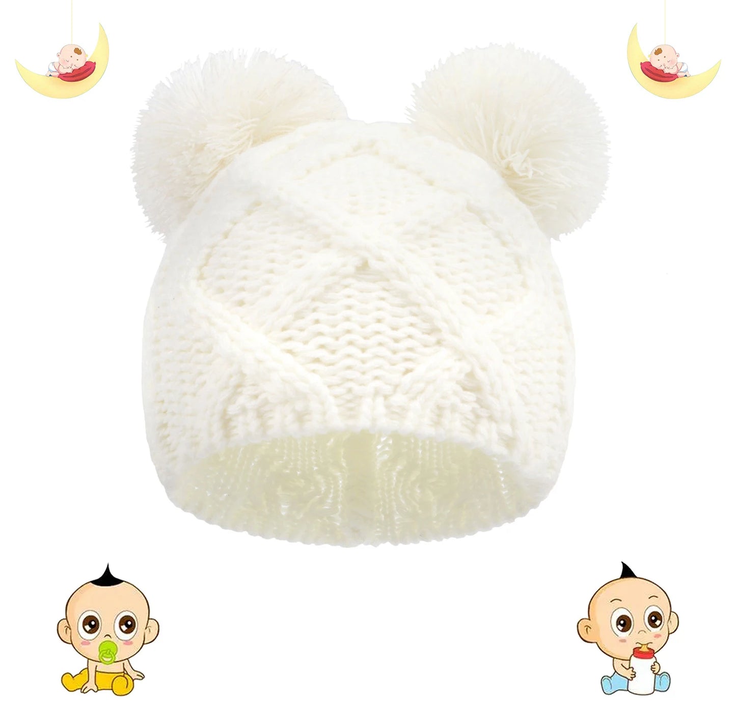 Newborn Winter Hat Crochet Solid Baby Bear Ear