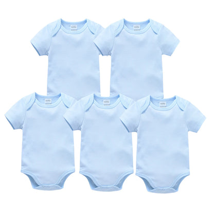 0-24 Months 3PCS 5PCS Unisex Baby Solid White Short Sleeve Cotton Bodysuits