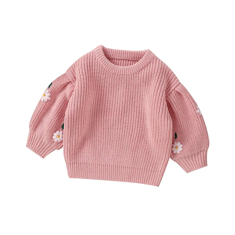 Baby Girl Casual Round Neck Long Sleeve Knitted Sweaters