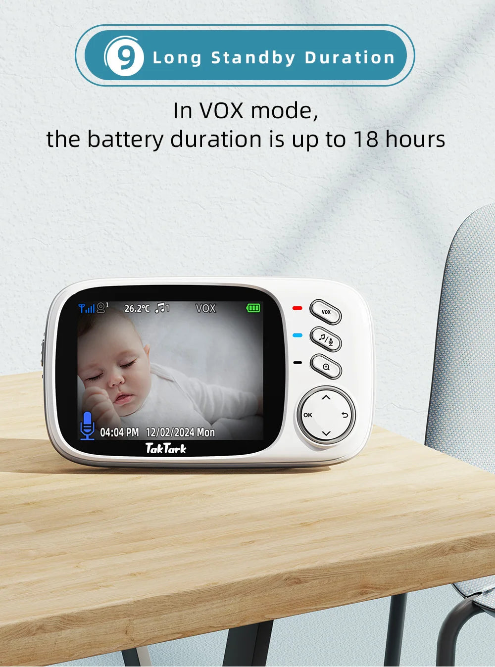 3.2 Inch Wireless Video Baby Monitor With Lullabies Auto Night Vision Two Way Intercom Temperature Monitoring Babysitter