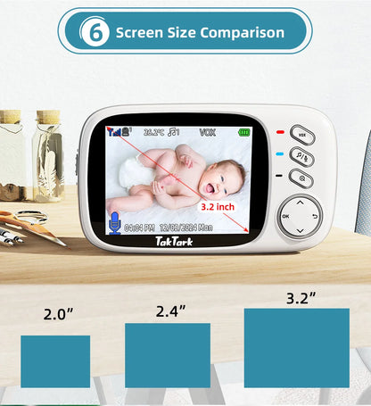 3.2 Inch Wireless Video Baby Monitor With Lullabies Auto Night Vision Two Way Intercom Temperature Monitoring Babysitter