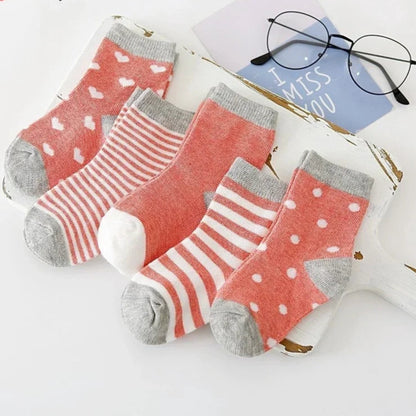 5Pairs Pure Cotton Animal Design Fadeless Soft Baby Socks