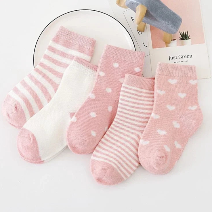 5Pairs Pure Cotton Animal Design Fadeless Soft Baby Socks