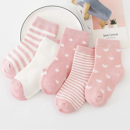 5Pairs Pure Cotton Animal Design Fadeless Soft Baby Socks