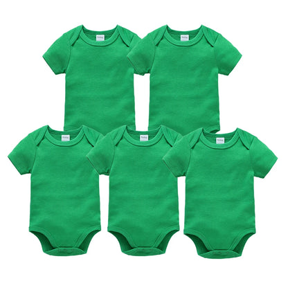 0-24 Months 3PCS 5PCS Unisex Baby Solid White Short Sleeve Cotton Bodysuits