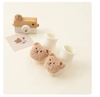 Unisex Cute Cartoon Bear Baby Socks Soft Cotton Anti Slip Soled