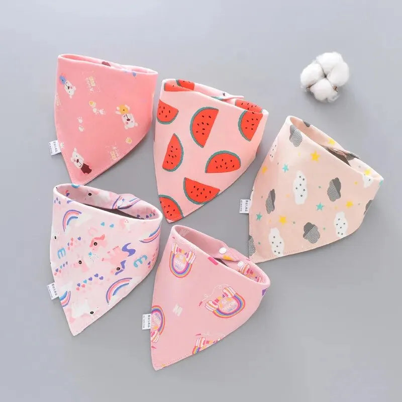 5Pcs  Pack Organic Baby Bandana Drool Bibs