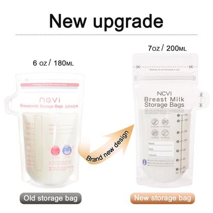 Breastmilk Storage Bags, 200ml Milk Freezer Bags for Breastfeeding, Temp-Sensing, Doubled-Sealed,Preservation Bag, BPA Free