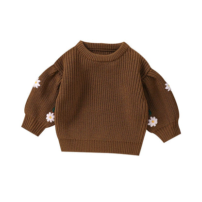 Baby Girl Casual Round Neck Long Sleeve Knitted Sweaters