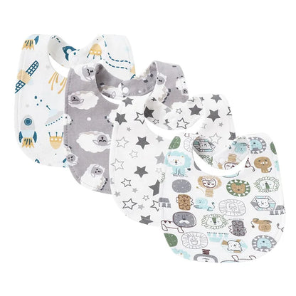 4 Pcs/lot Baby Bibs Double Layer Cotton Saliva Towel