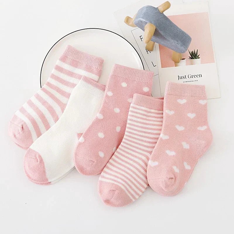 5Pairs Pure Cotton Animal Design Fadeless Soft Baby Socks