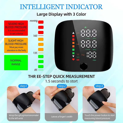 New Touch Screen LED Rechargeable Wrist Blood Pressure Monitor Russian / Arabic / Spanish Voice Broadcast Tonometer BP Monitor