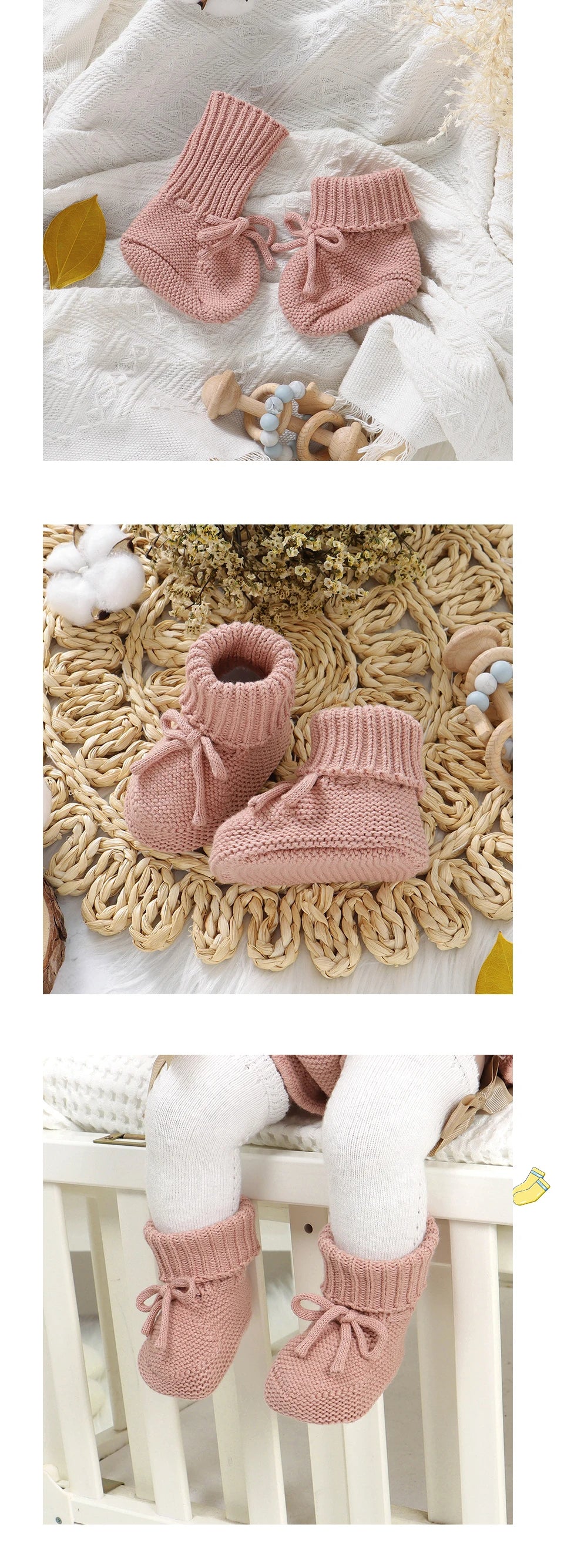 Baby  Solid Color Knitted Boots Soft Bottom