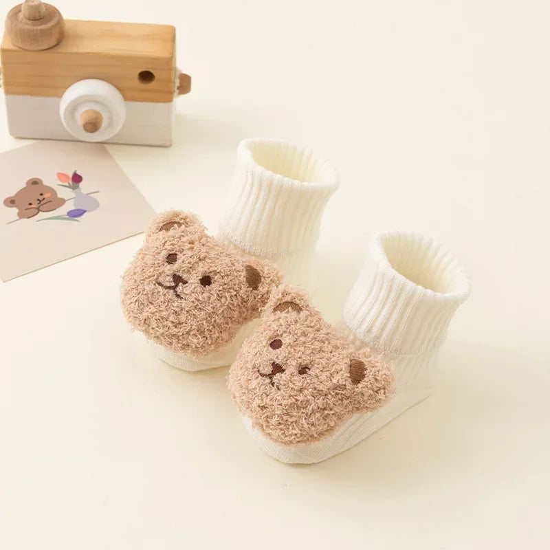 Unisex Cute Cartoon Bear Baby Socks Soft Cotton Anti Slip Soled