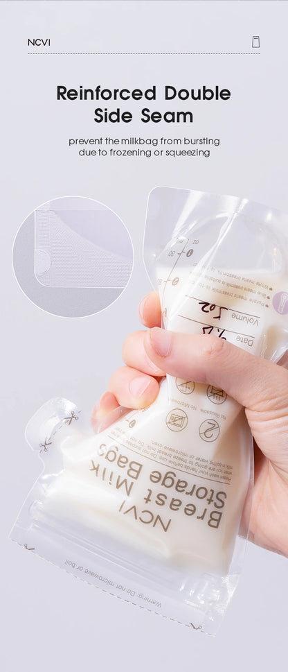 Breastmilk Storage Bags, 200ml Milk Freezer Bags for Breastfeeding, Temp-Sensing, Doubled-Sealed,Preservation Bag, BPA Free