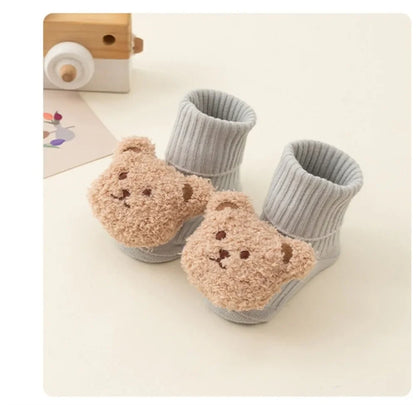 Unisex Cute Cartoon Bear Baby Socks Soft Cotton Anti Slip Soled