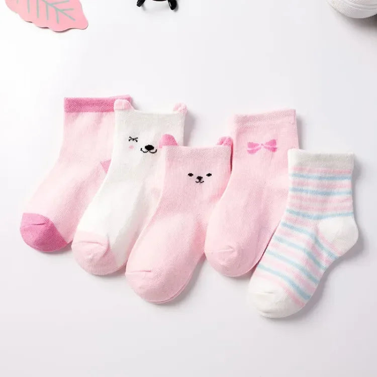 5Pairs Pure Cotton Animal Design Fadeless Soft Baby Socks