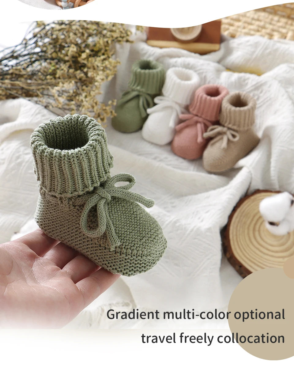 Baby  Solid Color Knitted Boots Soft Bottom