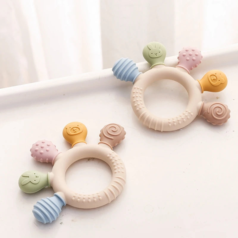 1pc Silicone Baby 0-12 Months Ring Silicone Baby Teether