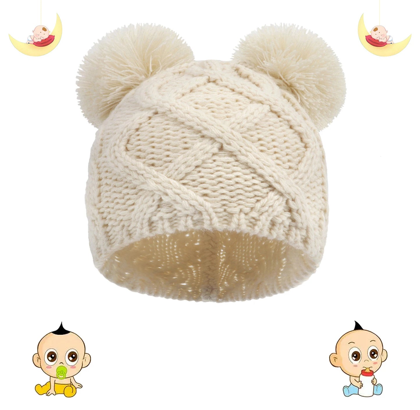 Newborn Winter Hat Crochet Solid Baby Bear Ear