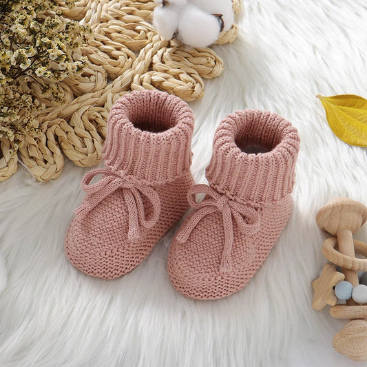 Baby  Solid Color Knitted Boots Soft Bottom