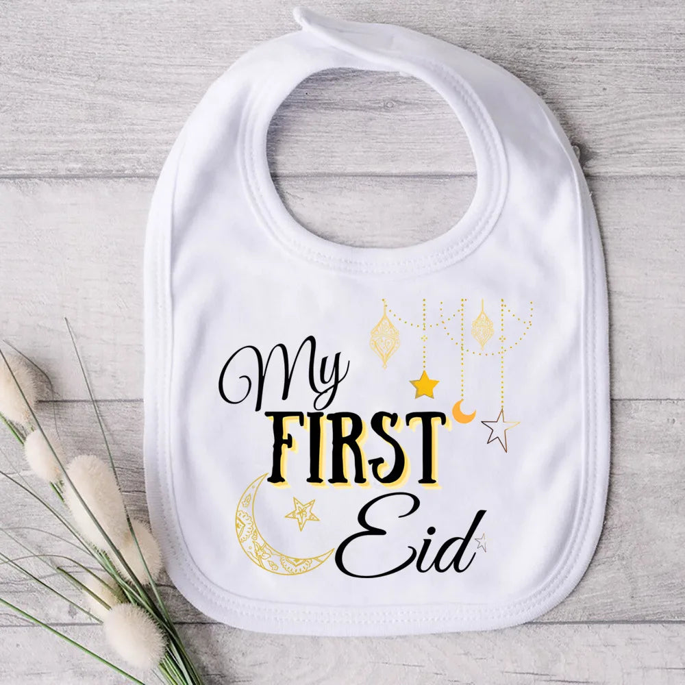 My First Eid Ramadan Print Baby Bibs Boys Girls Cotton Bib