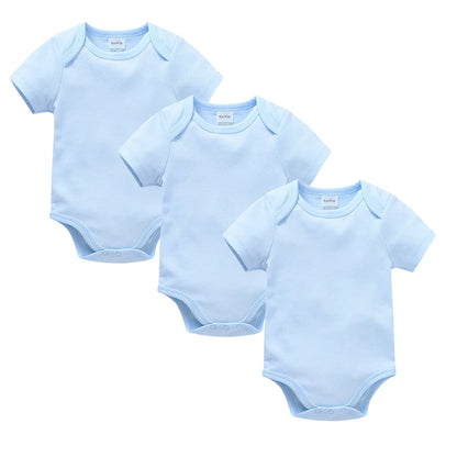 0-24 Months 3PCS 5PCS Unisex Baby Solid White Short Sleeve Cotton Bodysuits