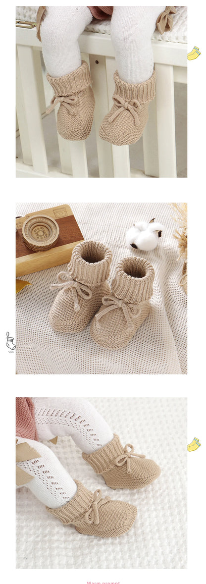 Baby  Solid Color Knitted Boots Soft Bottom