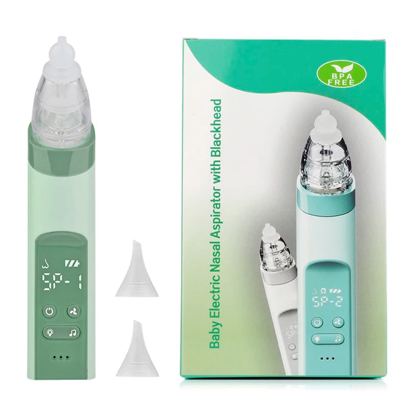 Baby Electric Nasal Aspirator Nose Suction Device with Food Grade Silicone Mouthpiece 3 Suction Modes and Soothing Music