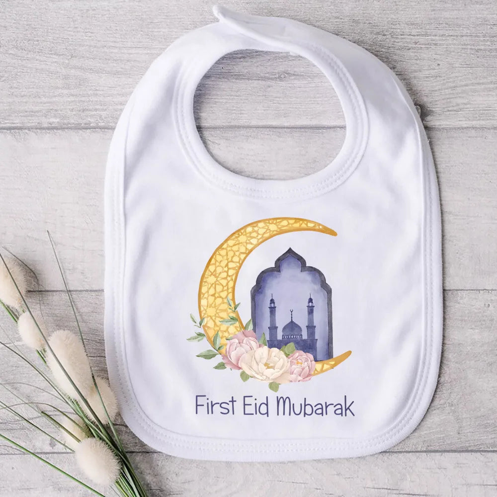 My First Eid Ramadan Print Baby Bibs Boys Girls Cotton Bib