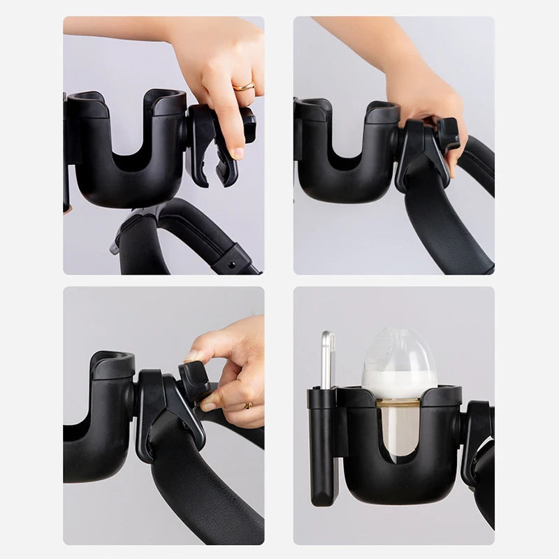 Baby Cart Bottle Cup Holder Mobile Phone Two-in-one Storage Rack 360° Rotation Adjustment Kettle Storage Rack