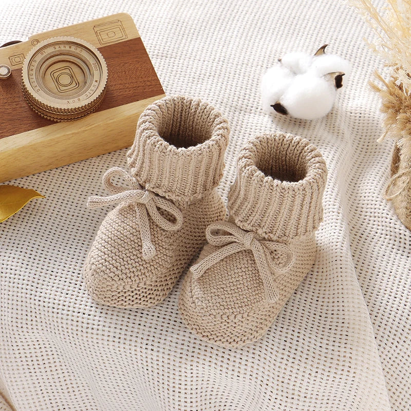 Baby  Solid Color Knitted Boots Soft Bottom