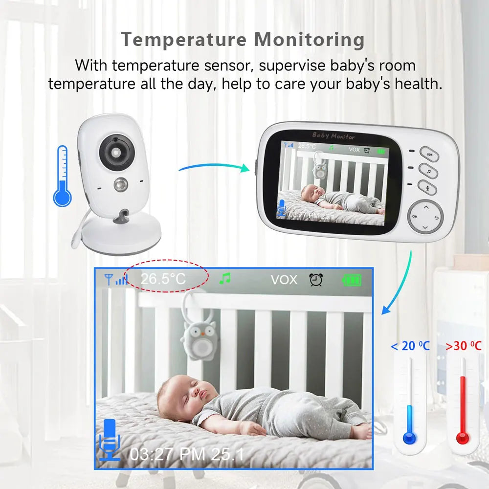 VB603 V2 Video Baby Monitor 2.4G Wireless With 3.2 Inches LCD 2 Way Audio Talk Night Vision Surveillance Security Cam Babysitter