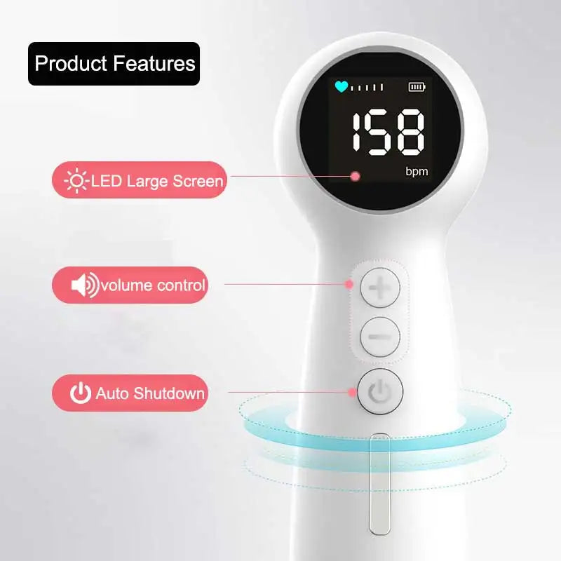 3.0MHz Doppler Fetal Ultrasound Fetal Doppler Baby Sound Angelsound  Monitor Pregnant Baby Heartbeat Data DSP Technology