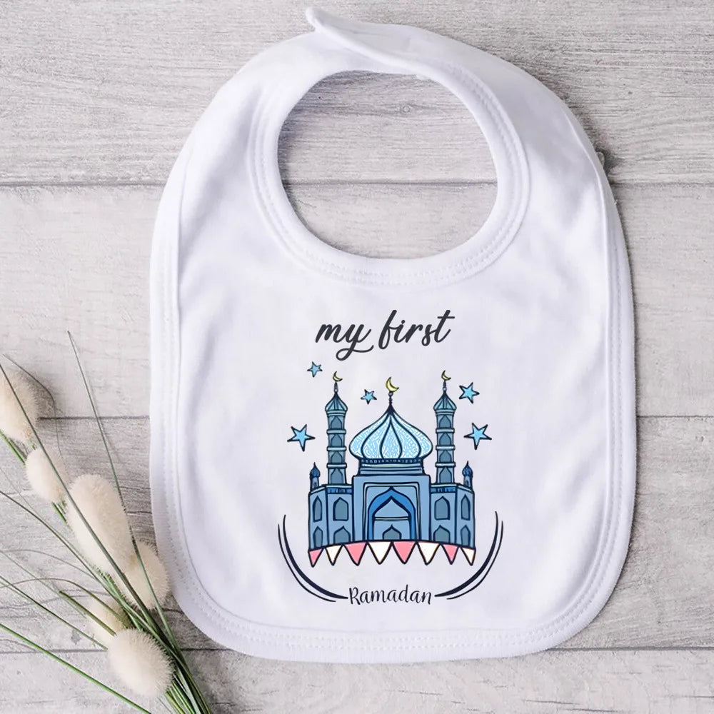 My First Eid Ramadan Print Baby Bibs Boys Girls Cotton Bib