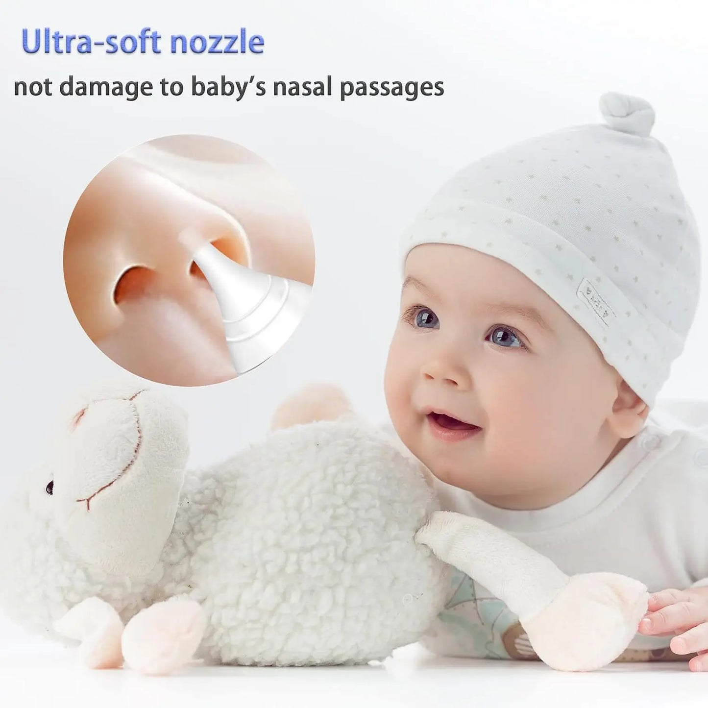 Baby Electric Nasal Aspirator Nose Suction Device with Food Grade Silicone Mouthpiece 3 Suction Modes and Soothing Music