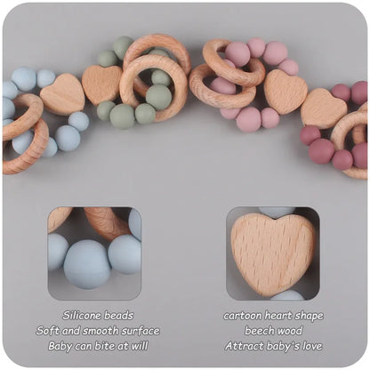 Personalized Customized Name Baby Pacifier Clips Chains Teething Bracelet Beech Wood Silicone Beads Dummy Nipple Holder