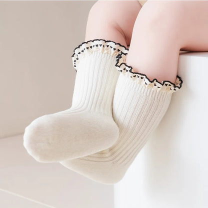 Baby Girls Socks Combed Cotton Heart Lace Princess Sock